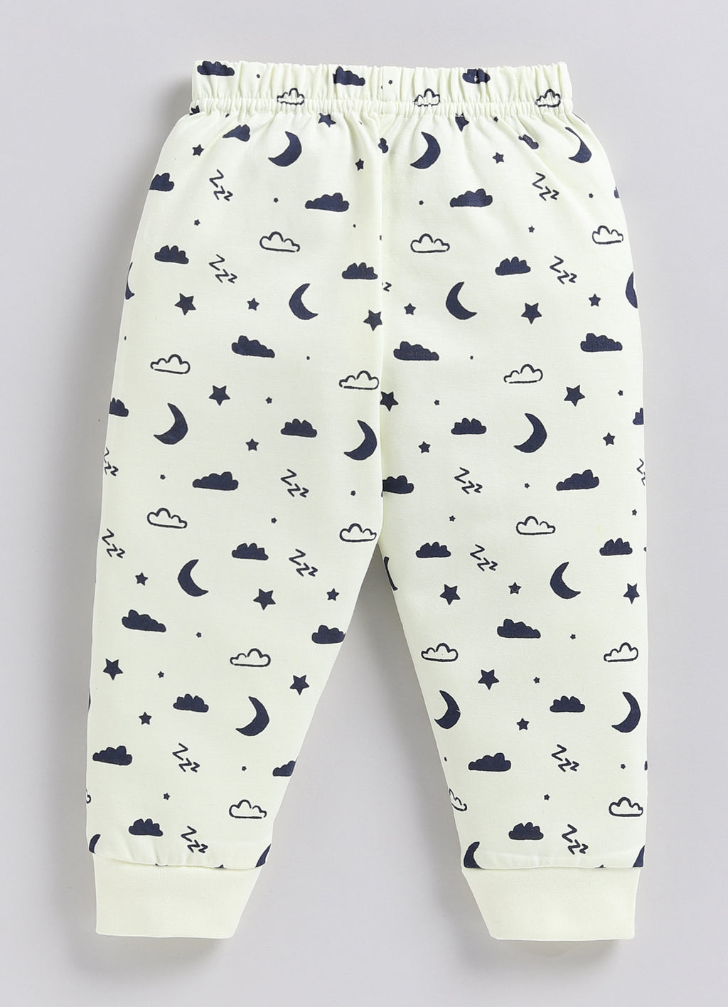 Bumzee Navy & Beige Graphic Print T-Shirt & Pyjama Set, Full Sleeves, 100% Cotton