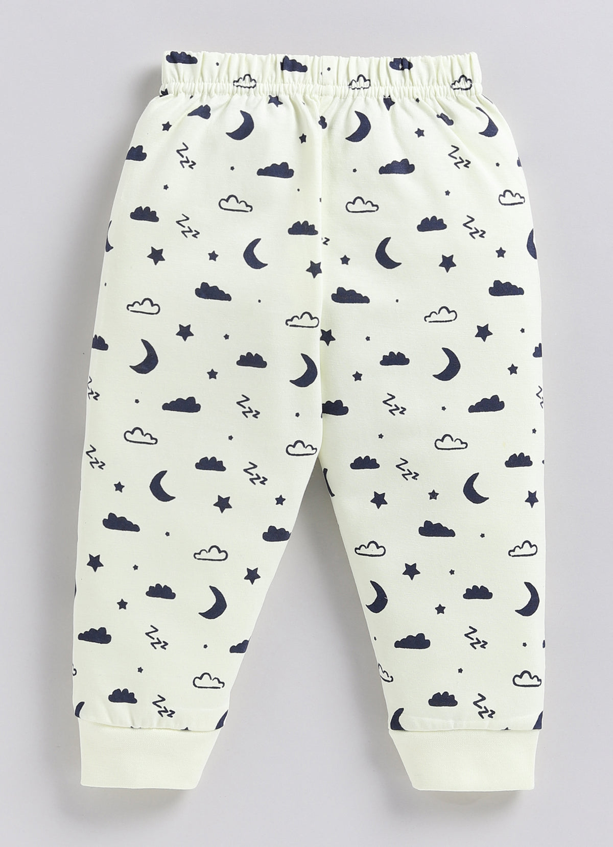 Bumzee Navy & Beige Graphic Print T-Shirt & Pyjama Set, Full Sleeves, 100% Cotton