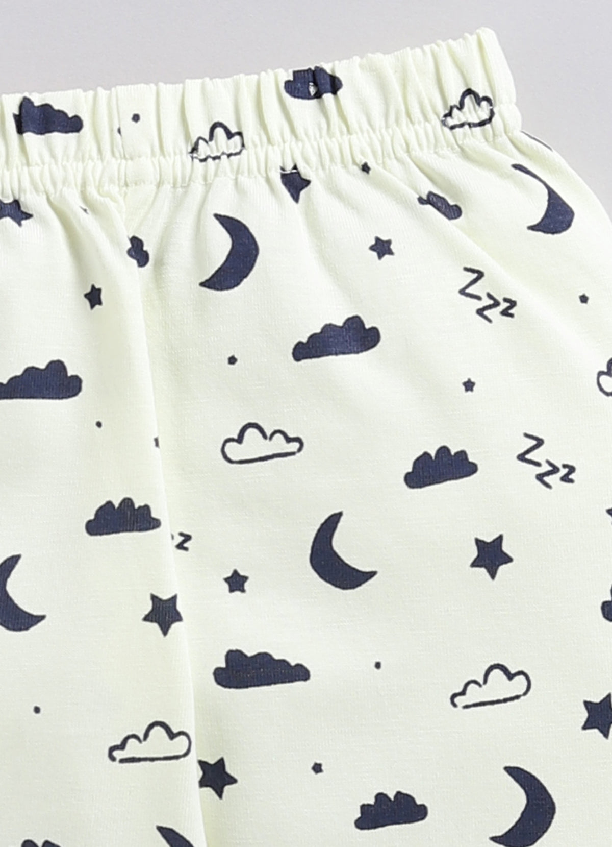 Bumzee Navy & Beige Graphic Print T-Shirt & Pyjama Set, Full Sleeves, 100% Cotton