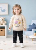 Bumzee Beige Graphic Print Sweatshirt, Full Sleeves, Cotton Blend