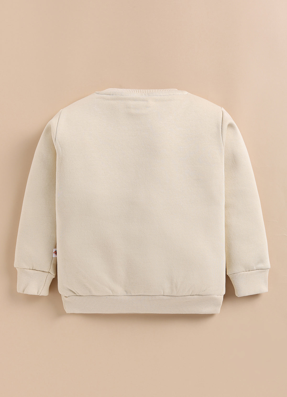 Bumzee Beige Graphic Print Sweatshirt, Full Sleeves, Cotton Blend