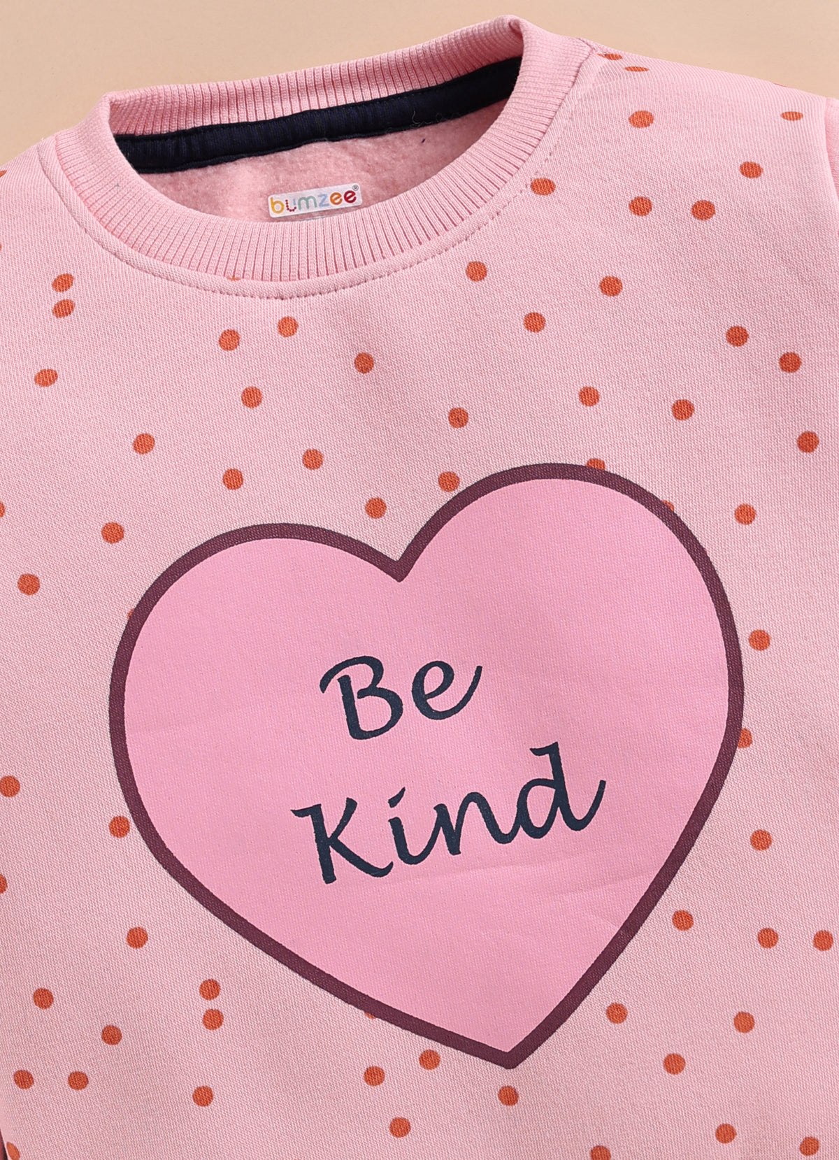 Bumzee Peach Graphic Print Sweatshirt, Full Sleeves, Cotton Blend