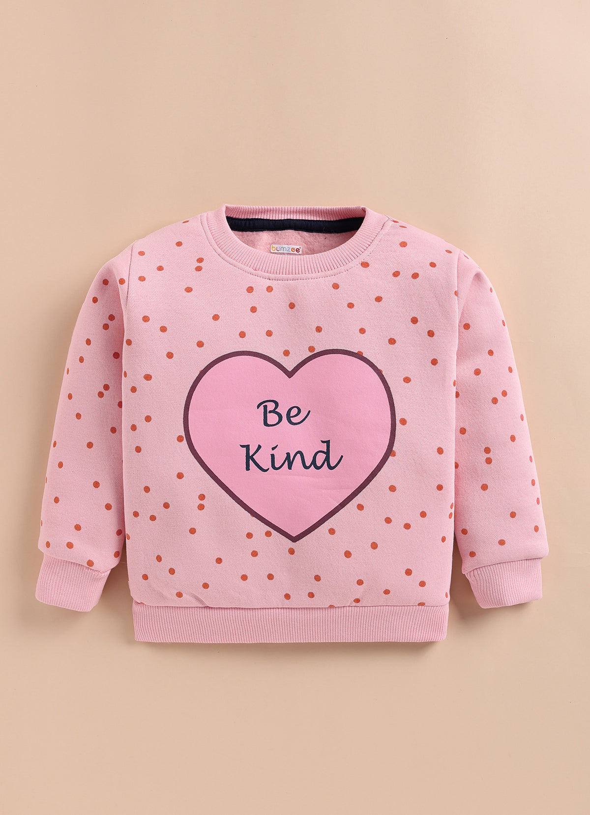 Bumzee Peach Graphic Print Sweatshirt, Full Sleeves, Cotton Blend