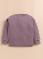 Bumzee Mauve Graphic Print Sweatshirt, Full Sleeves, Cotton Blend
