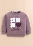 Bumzee Mauve Graphic Print Sweatshirt, Full Sleeves, Cotton Blend
