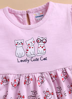 Bumzee Lilac Animal Print Frock, Full Sleeves, 100% Cotton