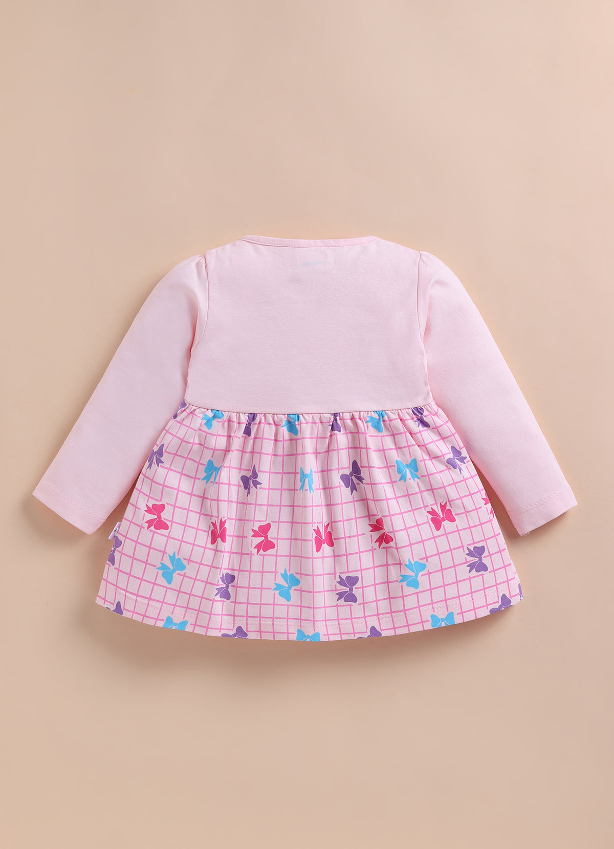 Bumzee Pink Graphic Print Frock, Full Sleeves, 100% Cotton, Knee Length (Style Peb11799)
