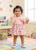 Bumzee Peach Graphic Print Frock, Full Sleeves, 100% Cotton