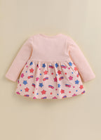 Bumzee Peach Graphic Print Frock, Full Sleeves, 100% Cotton