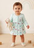 Bumzee Mint Animal Print Frock, Full Sleeves, 100% Cotton