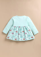 Bumzee Mint Animal Print Frock, Full Sleeves, 100% Cotton