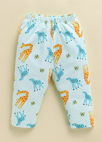 Bumzee Mint Green Animal Print Jabla & Pyjama Set, Full Sleeves, 100% Cotton (Style Peb11802)