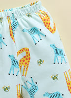 Bumzee Mint Green Animal Print Jabla & Pyjama Set, Full Sleeves, 100% Cotton (Style Peb11802)