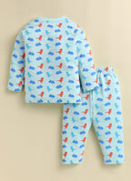 Bumzee Mint Animal Print Jabla & Pyjama Set, Full Sleeves, 100% Cotton