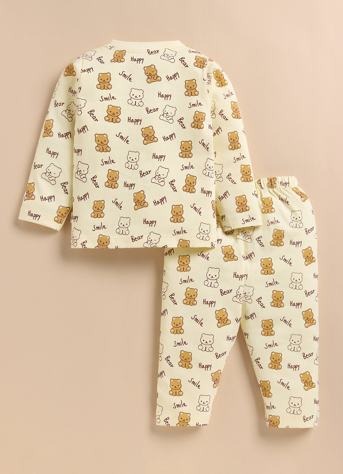 Bumzee Beige Animal Print Jabla & Pyjama Set, Full Sleeves, 100% Cotton (Style Peb11804)