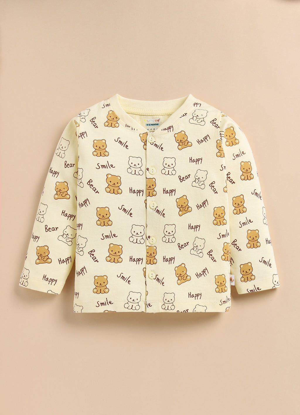 Bumzee Beige Animal Print Jabla & Pyjama Set, Full Sleeves, 100% Cotton (Style Peb11804)