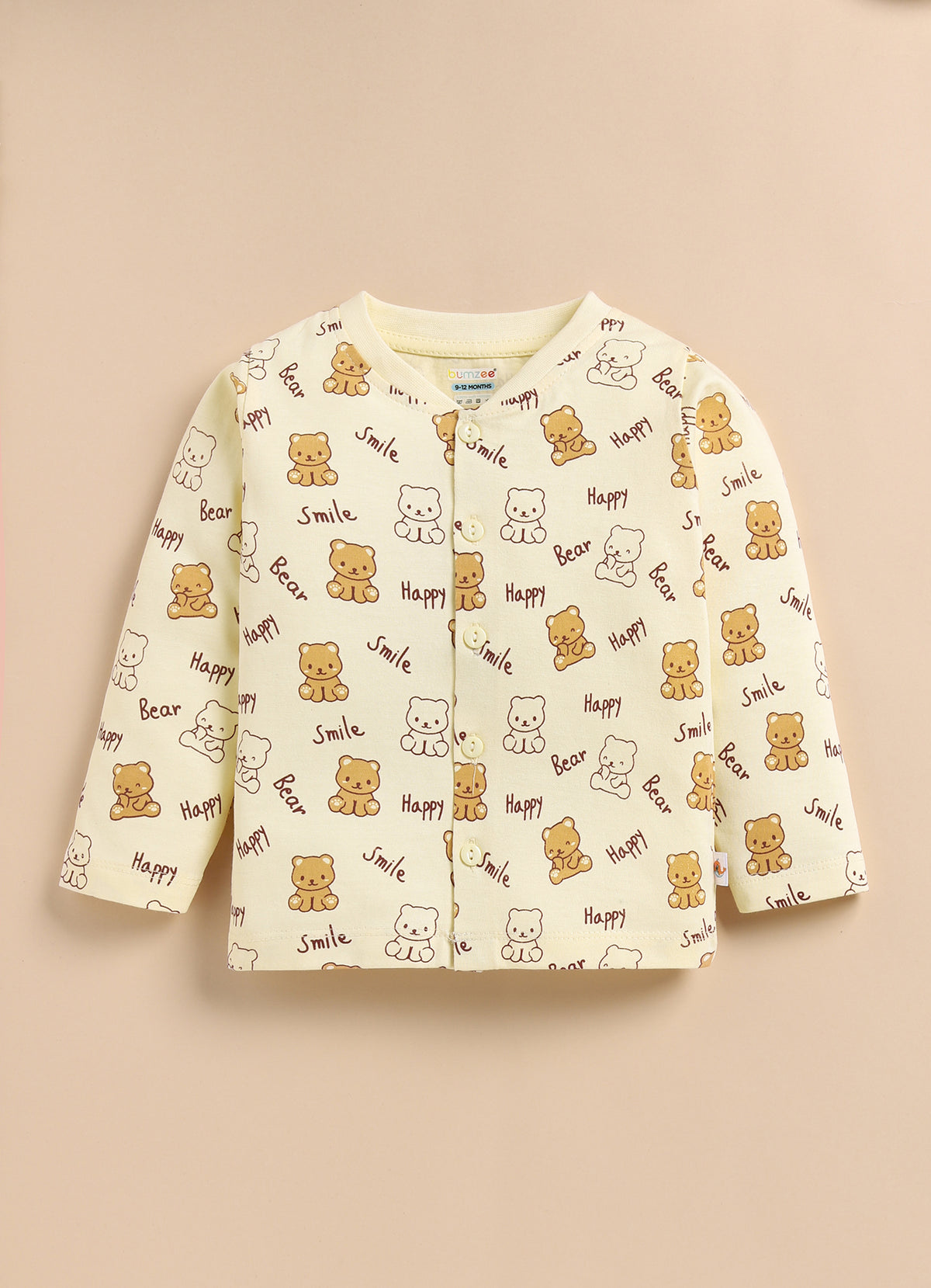 Bumzee Beige Animal Print Jabla & Pyjama Set, Full Sleeves, 100% Cotton (Style Peb11804)
