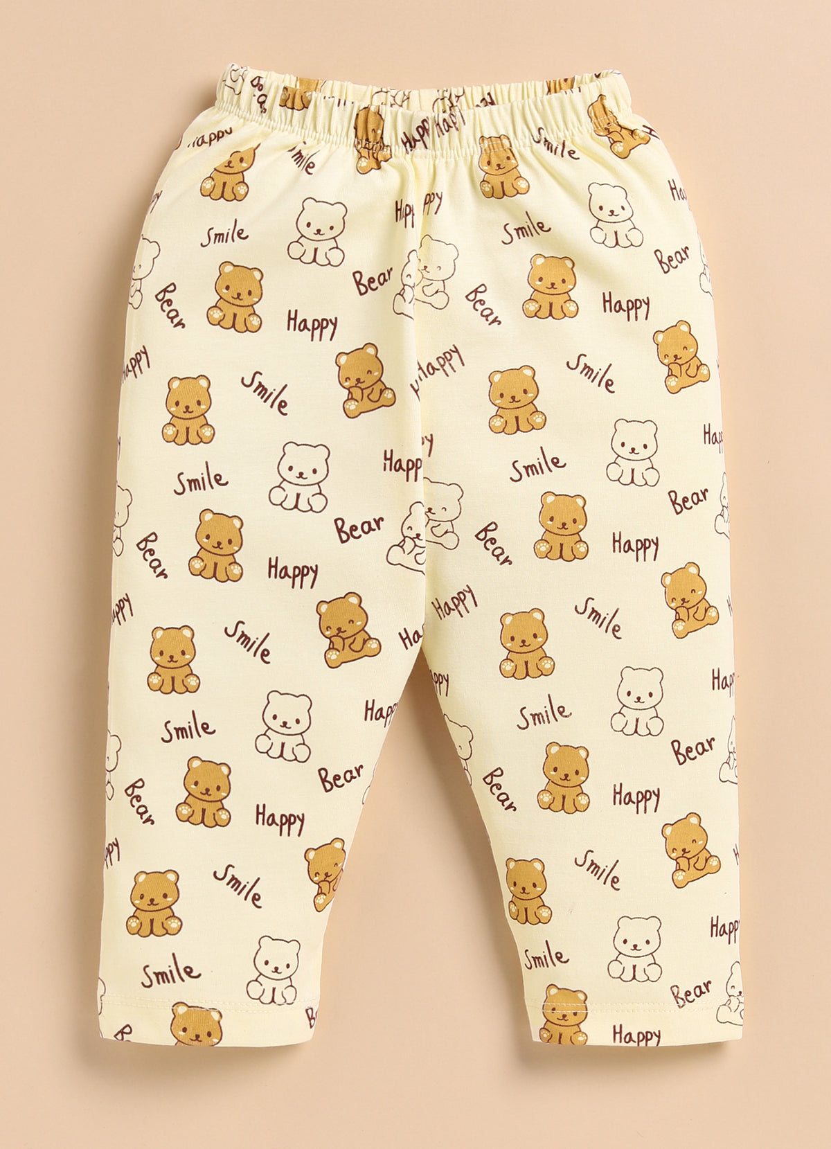 Bumzee Beige Animal Print Jabla & Pyjama Set, Full Sleeves, 100% Cotton (Style Peb11804)