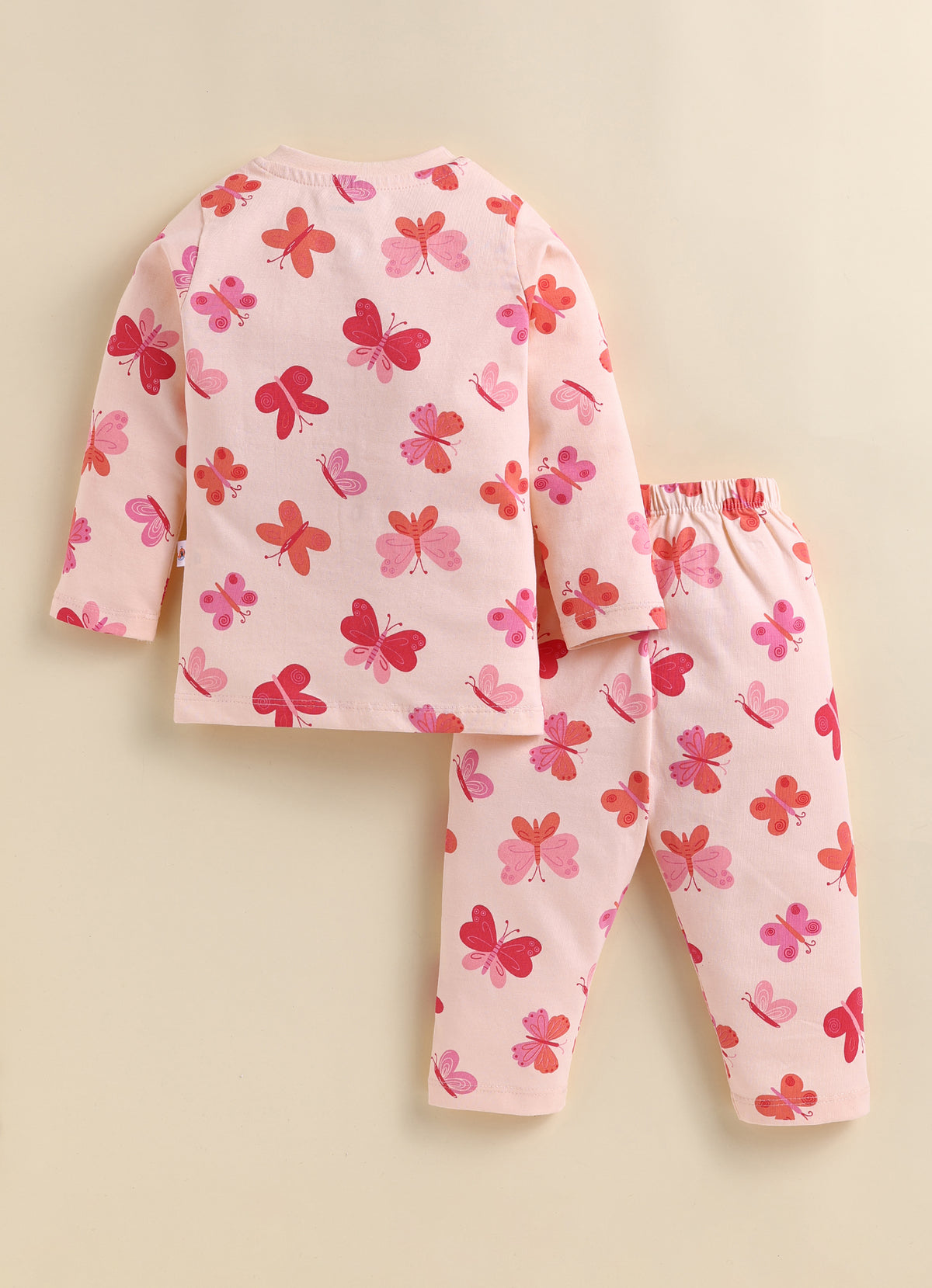 Bumzee Peach Animal Print Jabla & Pyjama Set, Full Sleeves, 100% Cotton
