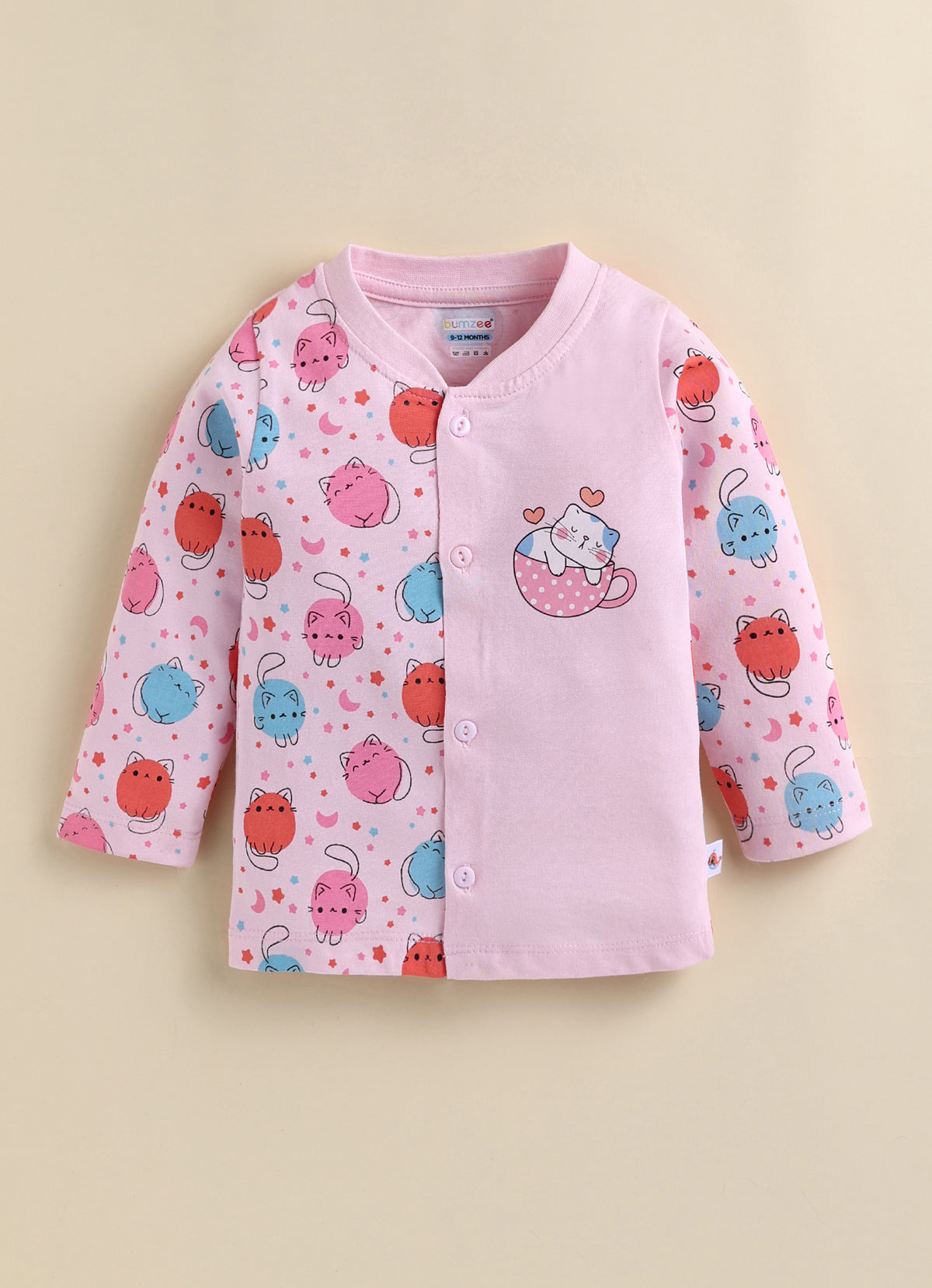 Bumzee Pink Animal Print Jabla & Pyjama Set, Full Sleeves, 100% Cotton