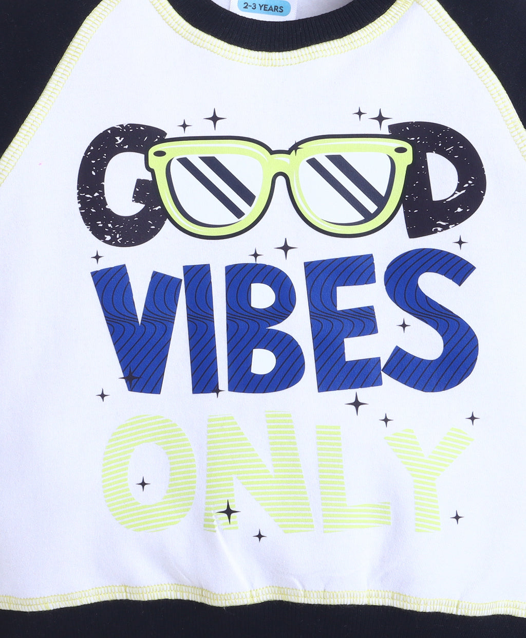 Bumzee White & Black Graphic Print Sweatshirt, Raglan Sleeves, Cotton Fleece