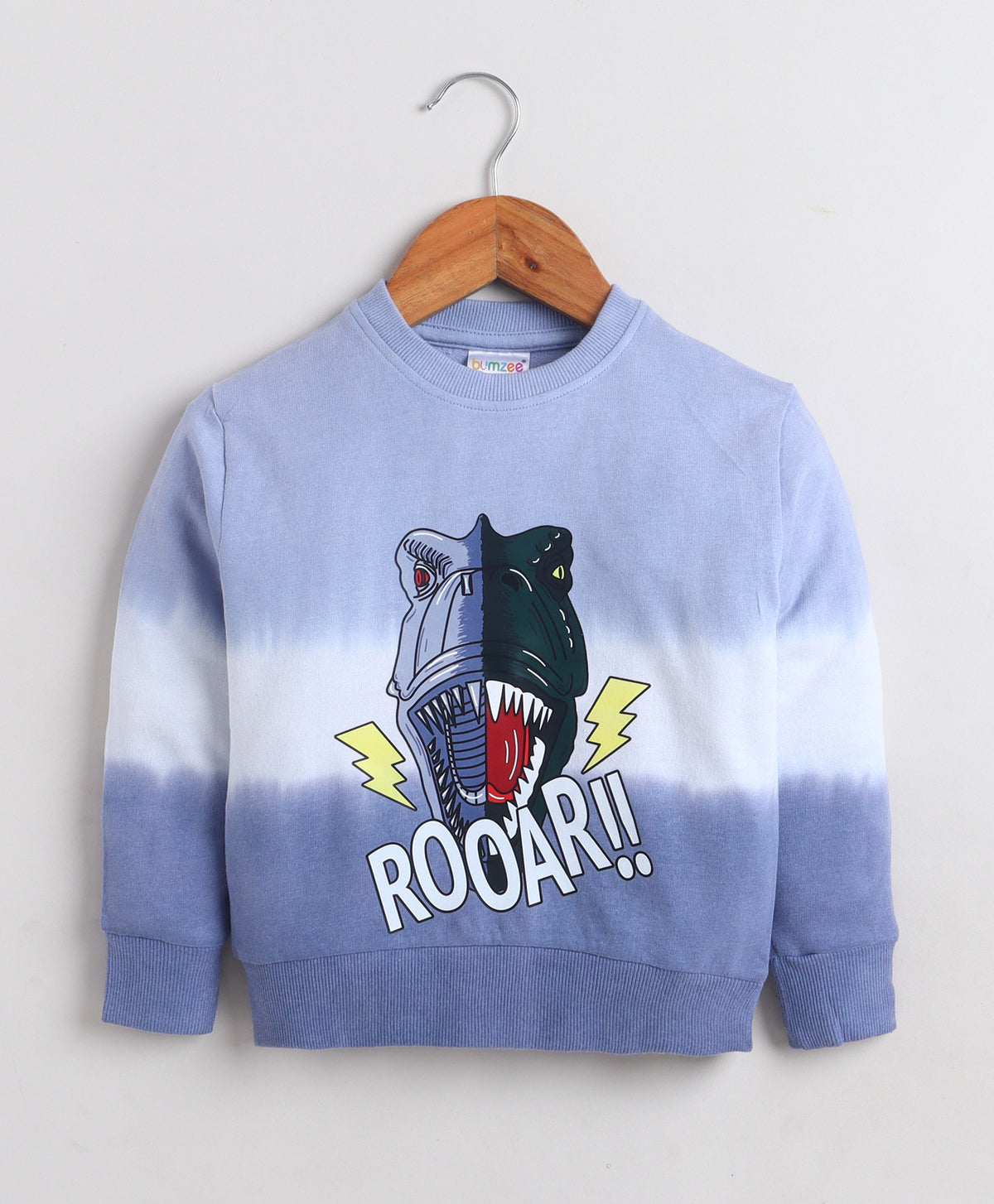 Bumzee Blue Tie & Dye Sweatshirt, Full Sleeves, Cotton Blend