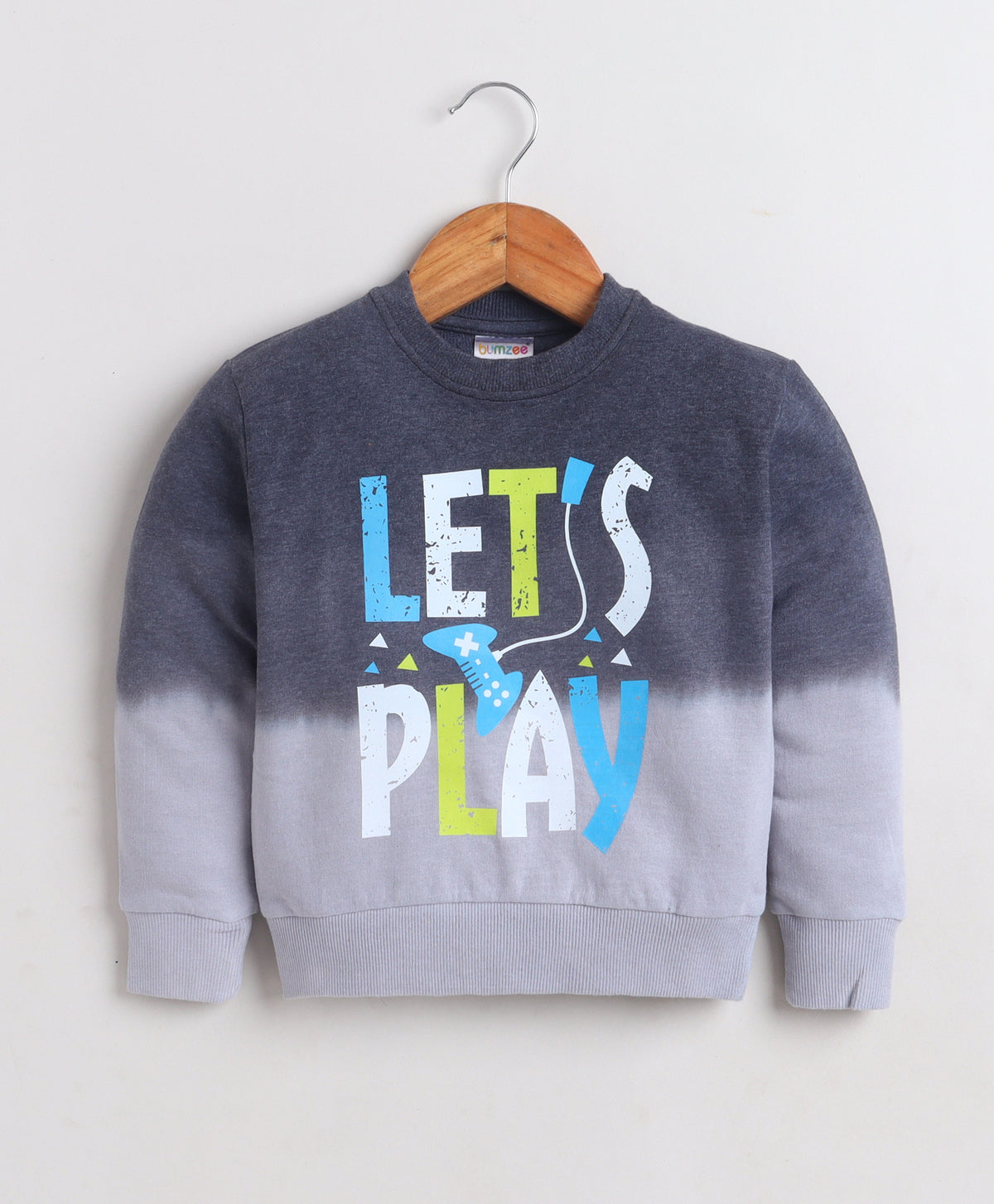 Bumzee Grey Tie & Dye Sweatshirt, Full Sleeves, Cotton Blend