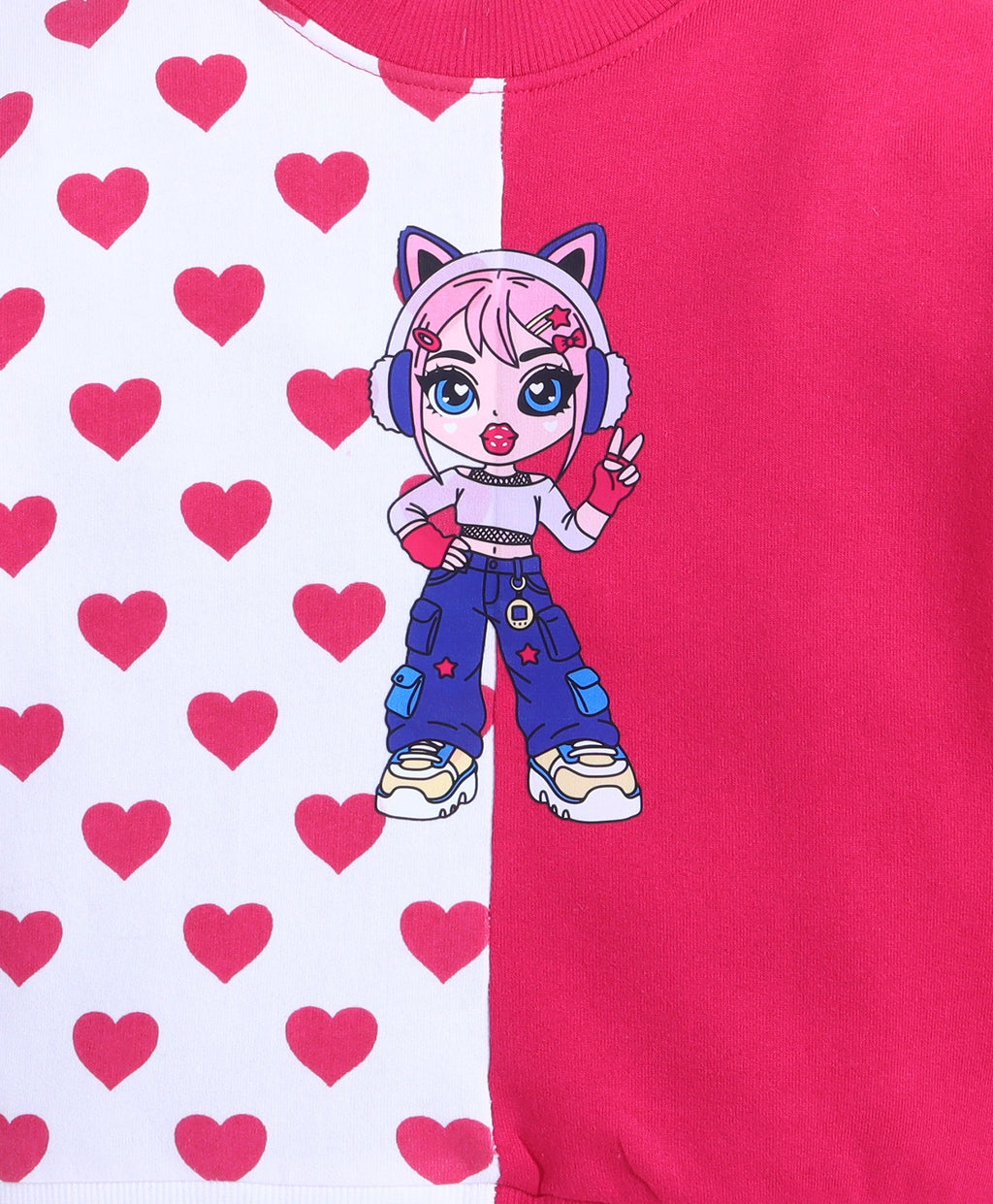 Bumzee Pink Cut & Sew Sweatshirt, Full Sleeves, Cotton Fleece