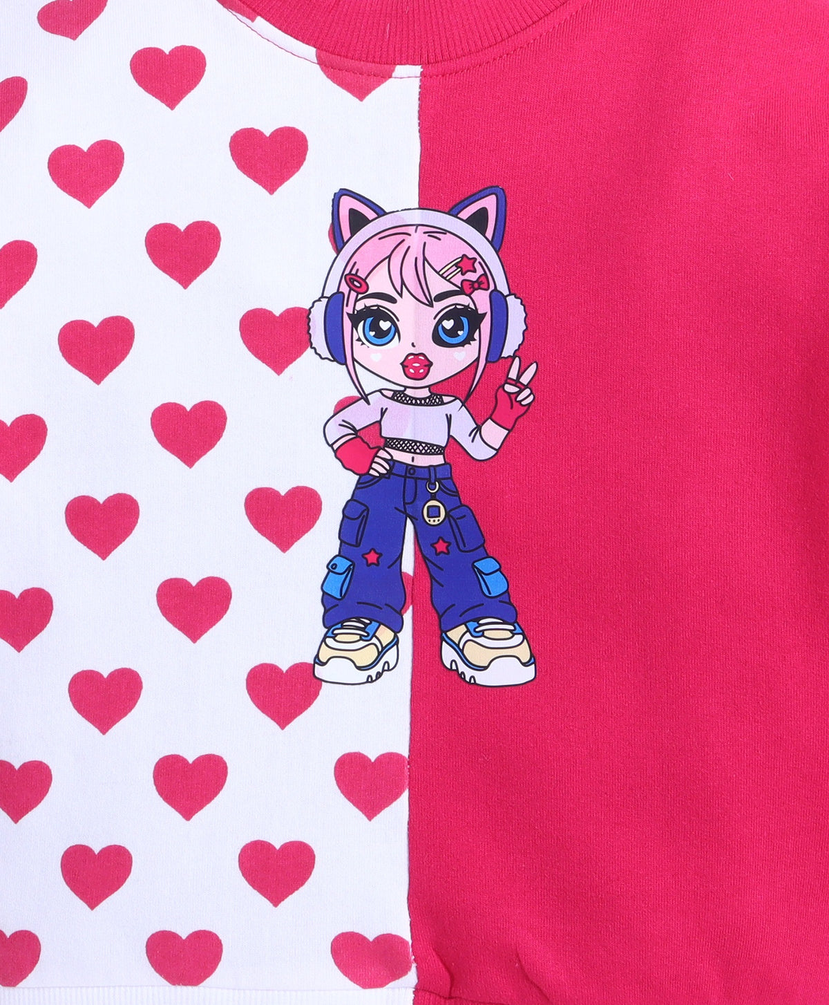 Bumzee Pink Cut & Sew Sweatshirt, Full Sleeves, Cotton Fleece