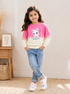 Bumzee Pink Tie & Dye Sweatshirt, Full Sleeves, Cotton Blend