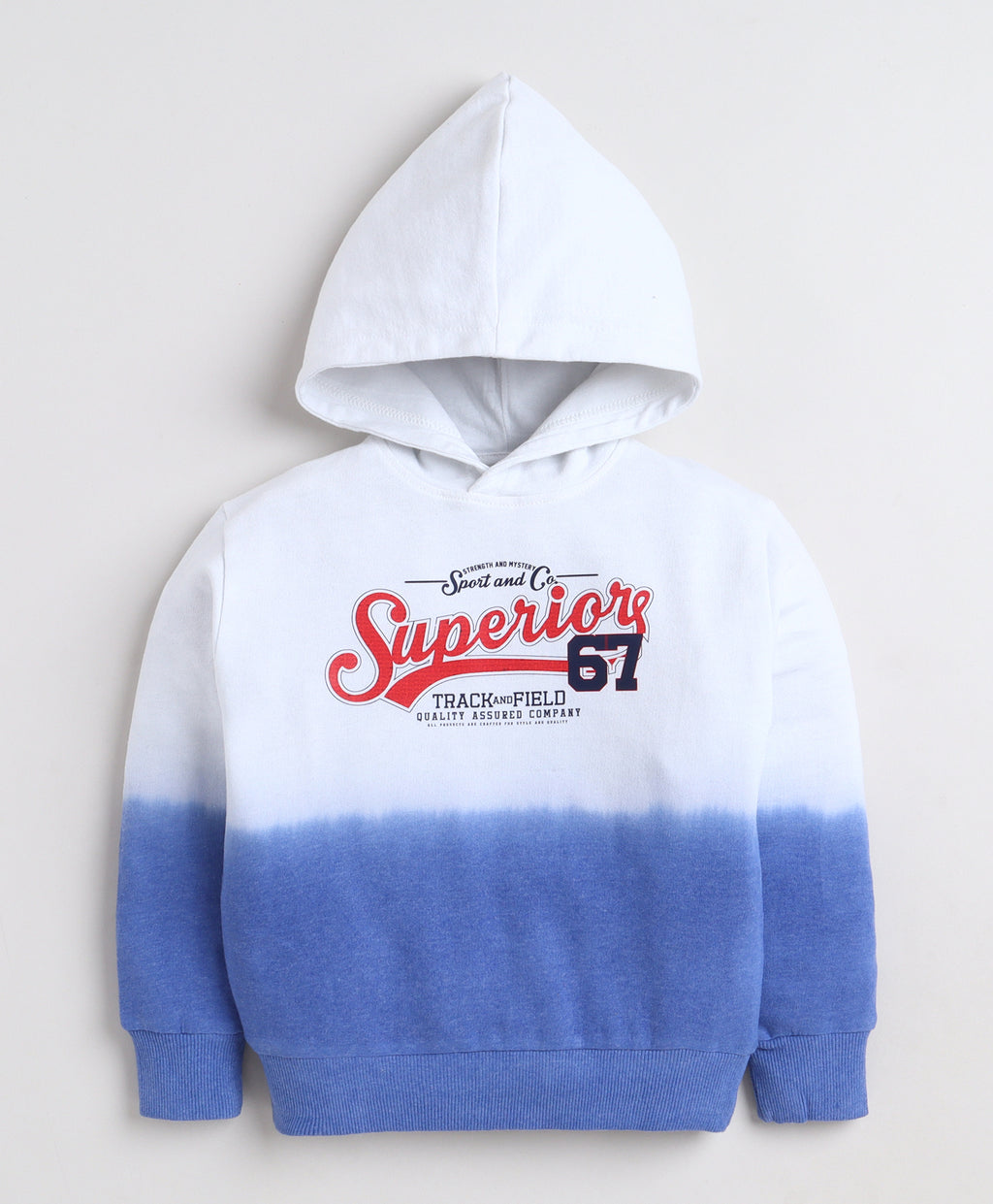 Bumzee Blue Tie & Dye Sweatshirt, Full Sleeves, Cotton Blend, Hooded