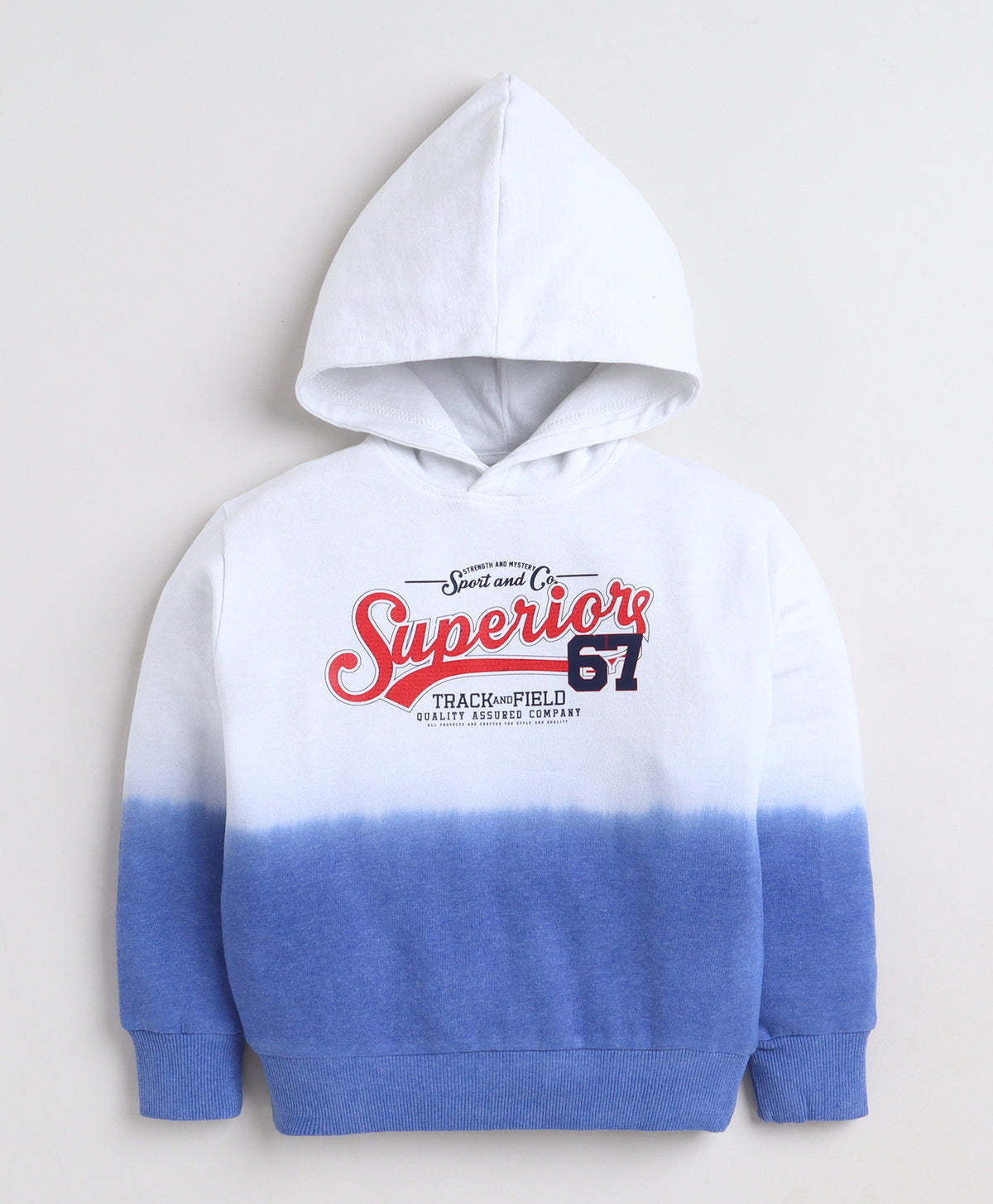 Bumzee Blue Tie & Dye Sweatshirt, Full Sleeves, Cotton Blend, Hooded