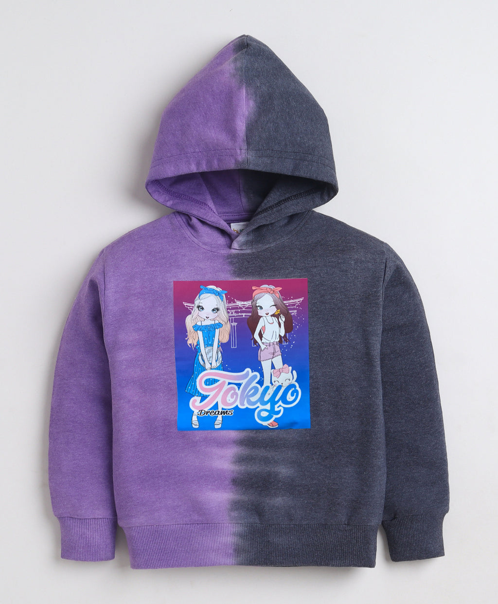 Bumzee Purple Tie & Dye Sweatshirt, Full Sleeves, Cotton Blend