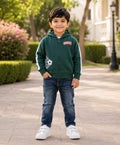 Bumzee Green Graphic Print Sweatshirt, Full Sleeves, Cotton Fleece