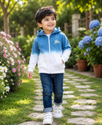Bumzee Teal Tie & Dye Sweatshirt, Full Sleeves, Cotton Blend