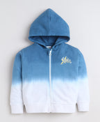 Bumzee Teal Tie & Dye Sweatshirt, Full Sleeves, Cotton Blend