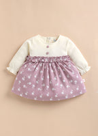Bumzee Onion Pink Floral Print Frock, Full Sleeves, 100% Cotton