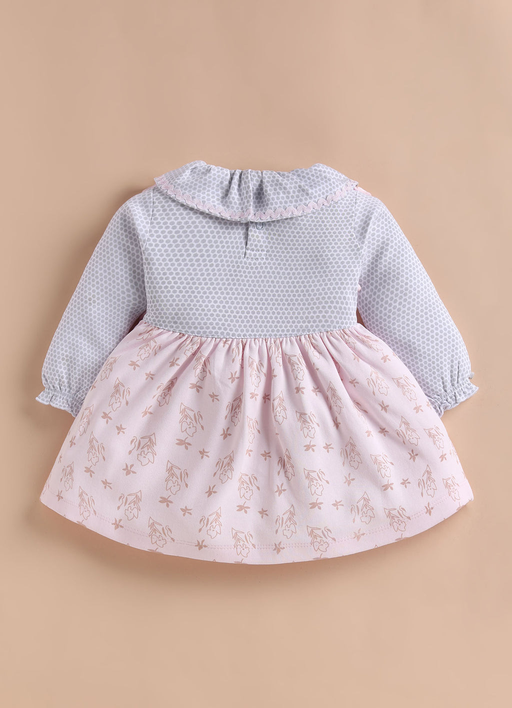 Bumzee Pink Floral Print Frock, Full Sleeves, 100% Cotton