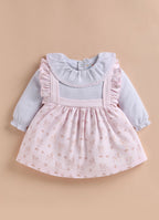 Bumzee Pink Floral Print Frock, Full Sleeves, 100% Cotton