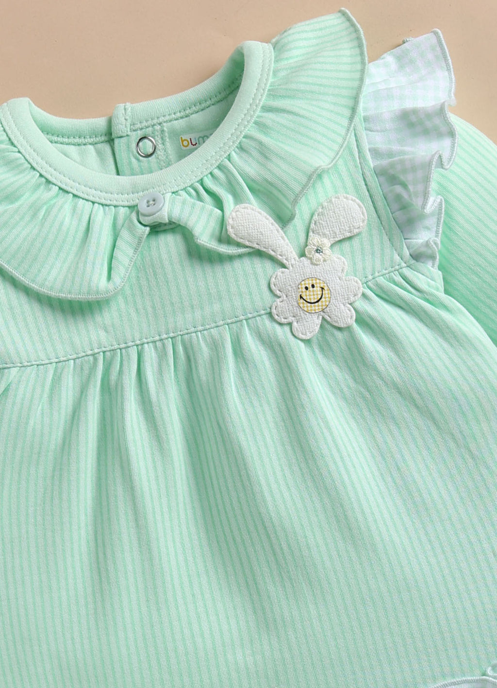Bumzee Lavender Embroidered Frock, Full Sleeves, 100% Cotton