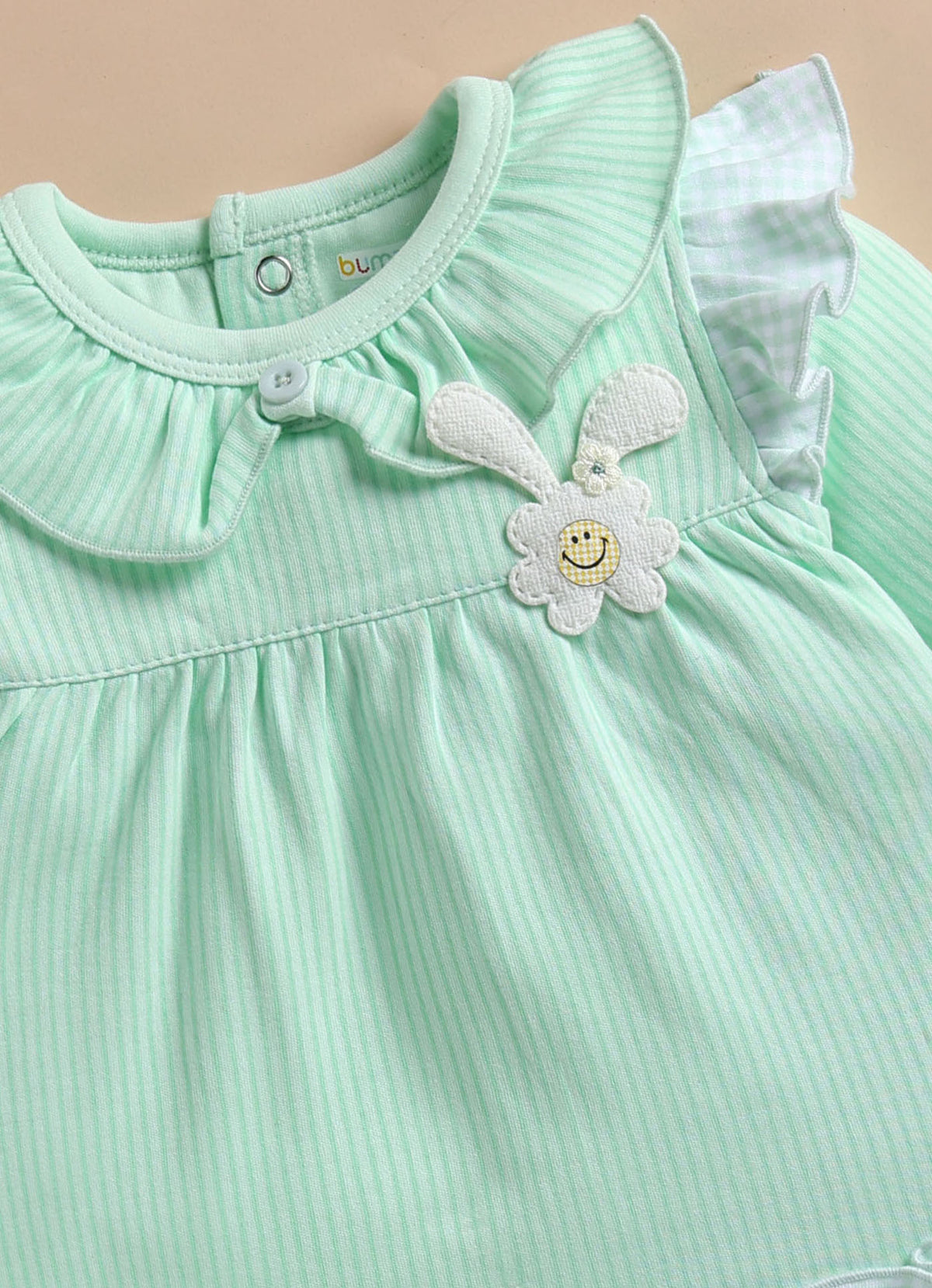 Bumzee Lavender Embroidered Frock, Full Sleeves, 100% Cotton