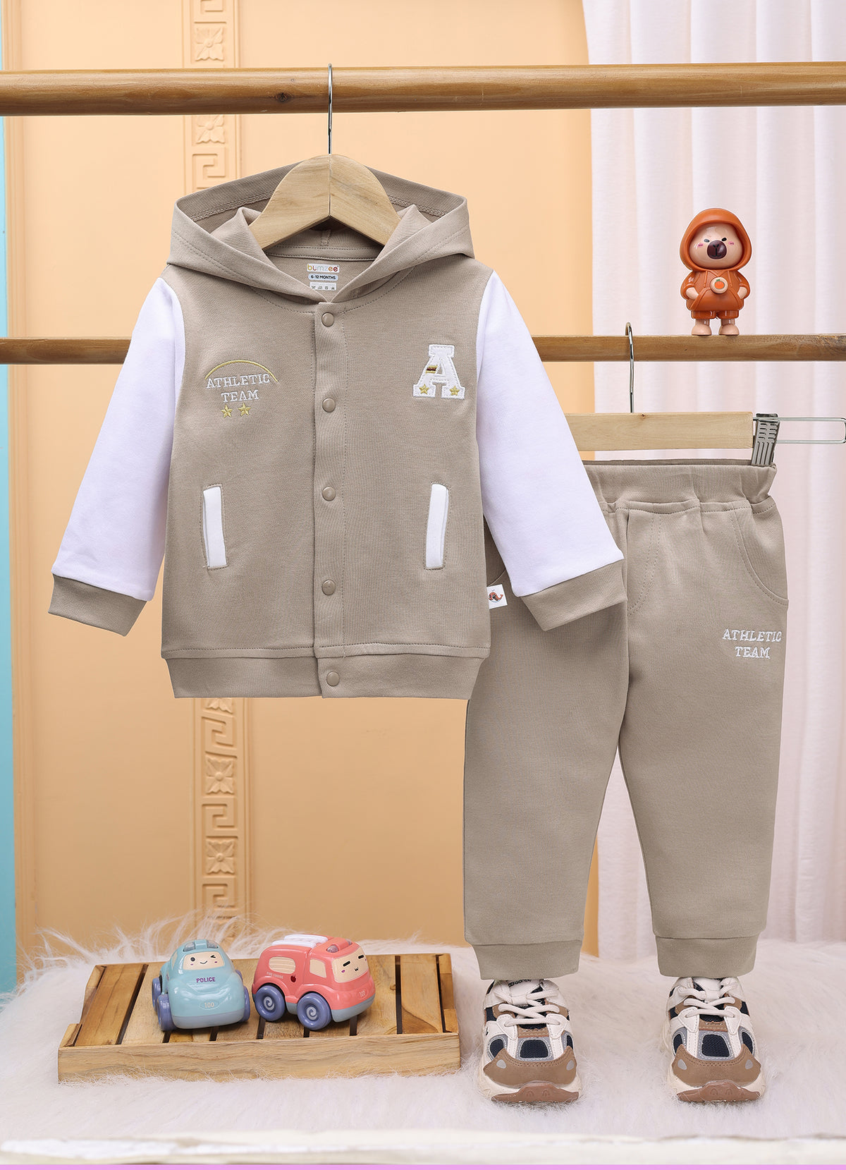 Bumzee Brown Embroidered Winter Set, Full Sleeves, 100% Cotton