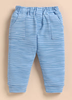 Bumzee Blue Embroidered Winter Set, Full Sleeves, 100% Cotton, Hooded (Style Peb11835)