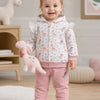Bumzee White & Peach Animal Print Winter Set, Full Sleeves, 100% Cotton