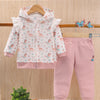 Bumzee White & Peach Animal Print Winter Set, Full Sleeves, 100% Cotton