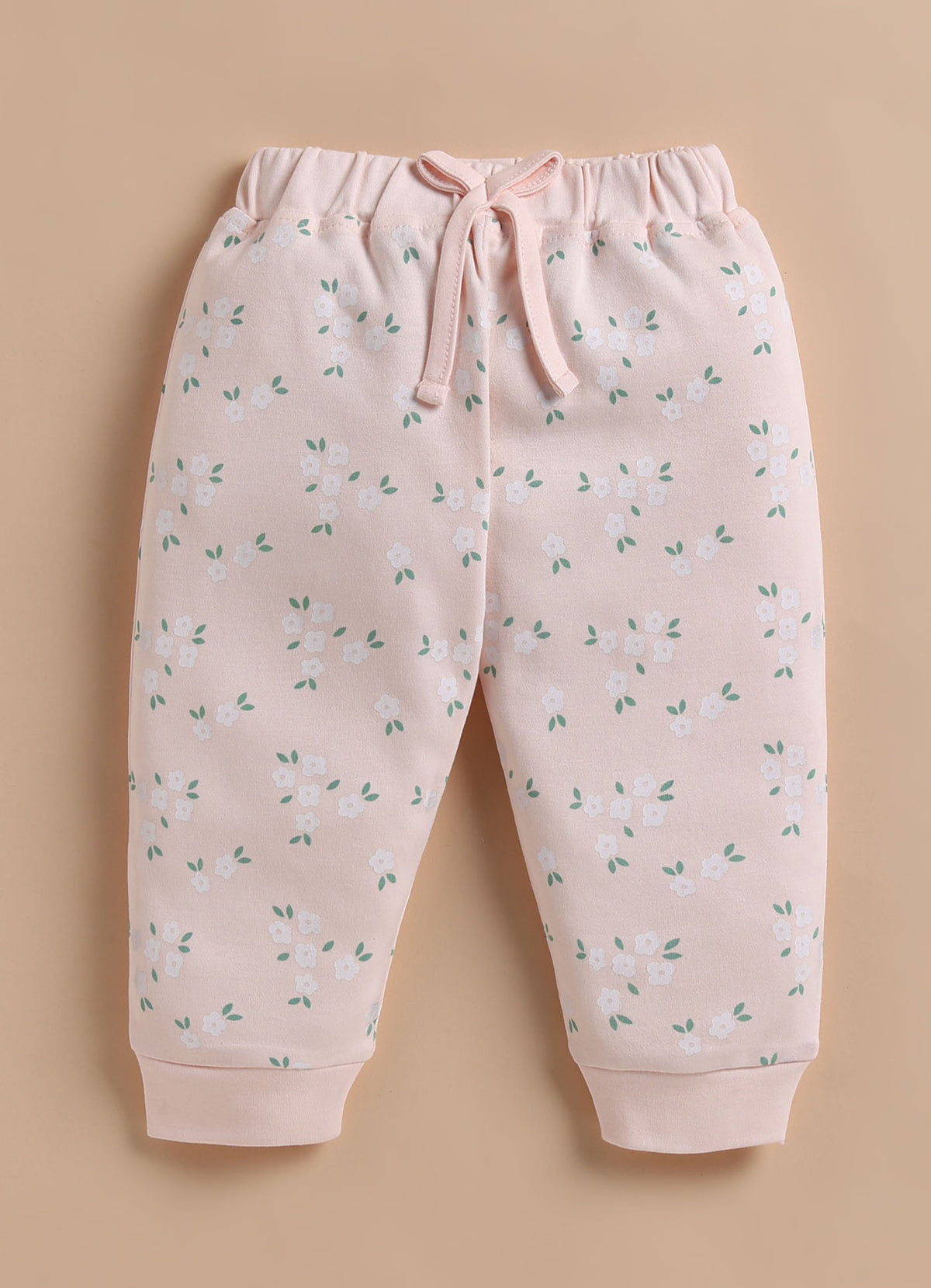 Bumzee Peach Floral Print Winter Set, Full Sleeves, 100% Cotton
