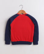 Red Cut & Sew Sweatshirt, Raglan Sleeves, Cotton Fleece Blend