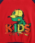 Red Cut & Sew Sweatshirt, Raglan Sleeves, Cotton Fleece Blend