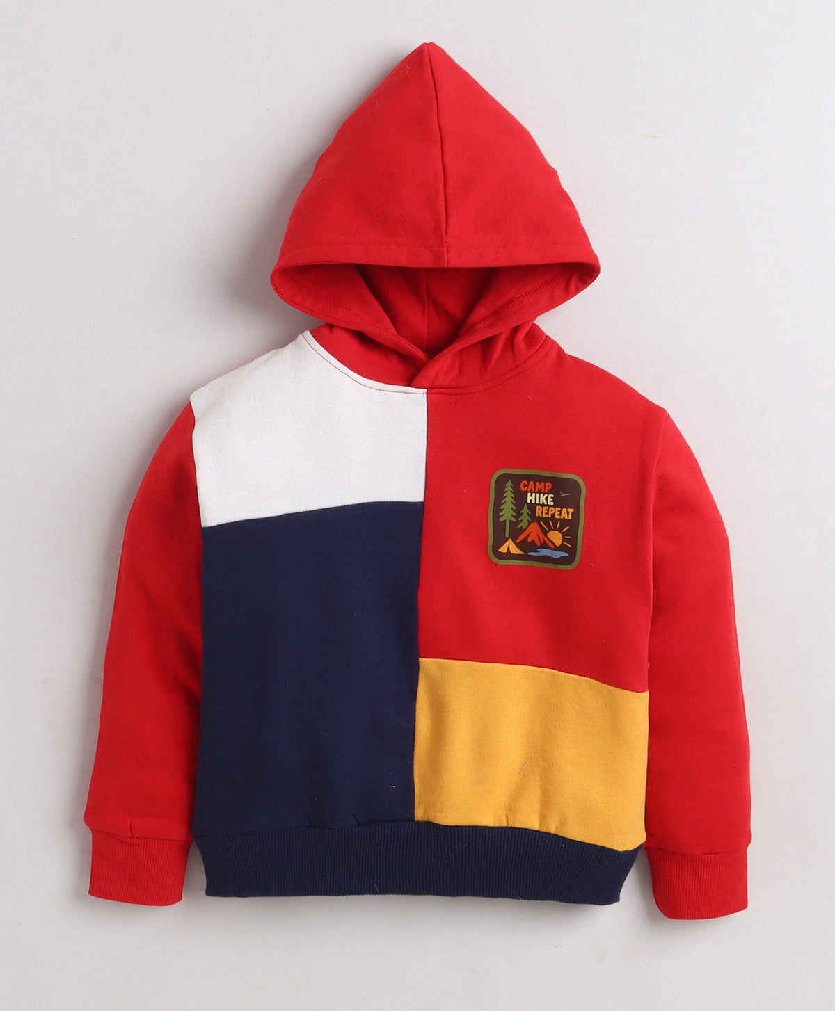 Bumzee Red Patch Sweatshirt, Full Sleeves, Cotton Fleece