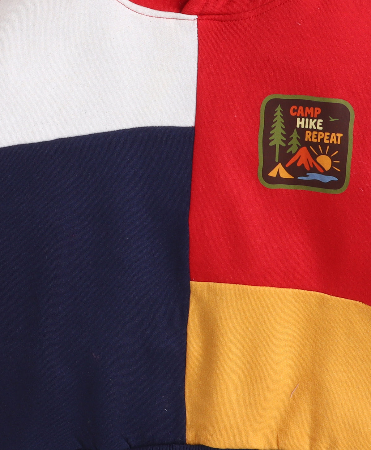 Bumzee Red Patch Sweatshirt, Full Sleeves, Cotton Fleece